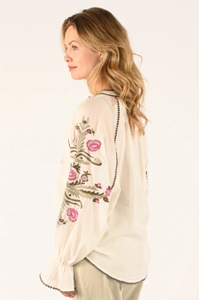 SUMMUM BLOUSE LANGE MOUW ECRU  