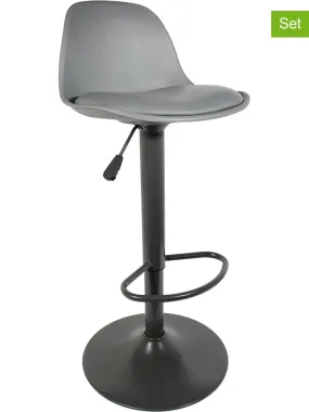 2-delige set: barkrukken grijs - (B)38 x (H)104 x (D)41,5 cm