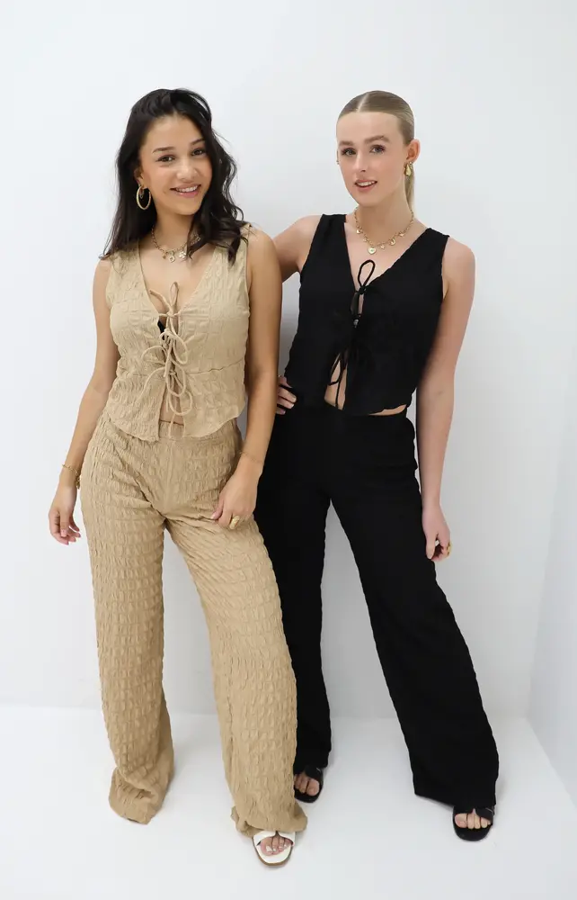 Crinkle Broek Zwart