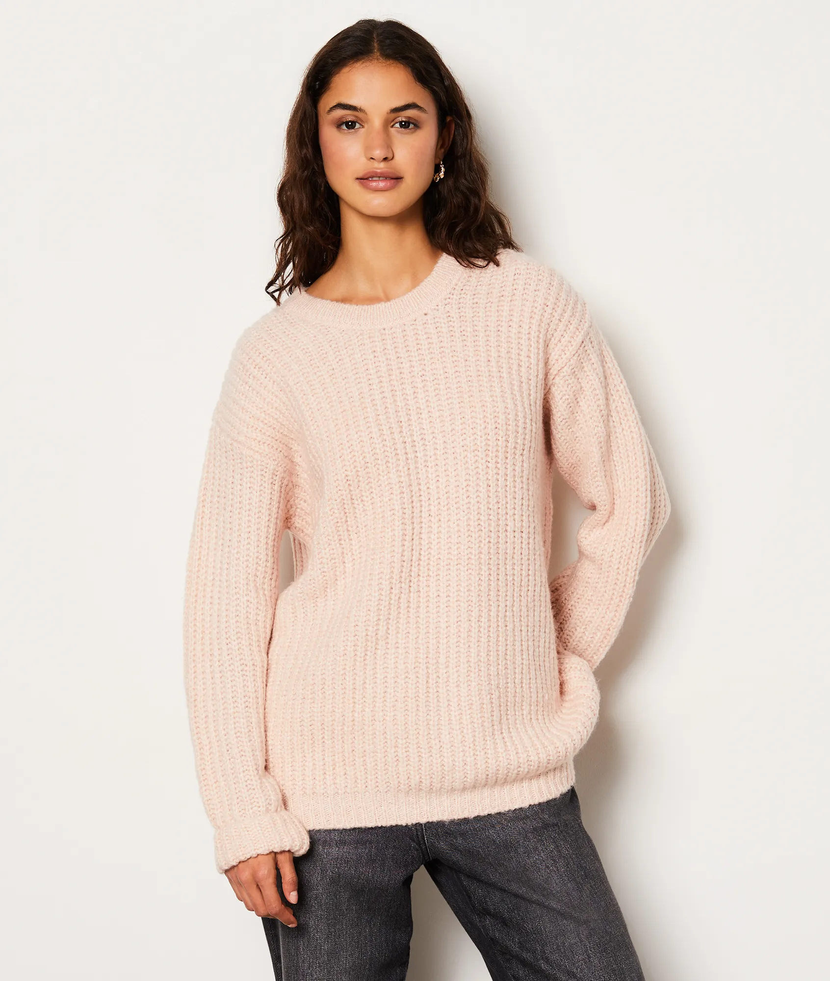 Gebreide trui met ronde hals FORSADE ROSE POUDRE 