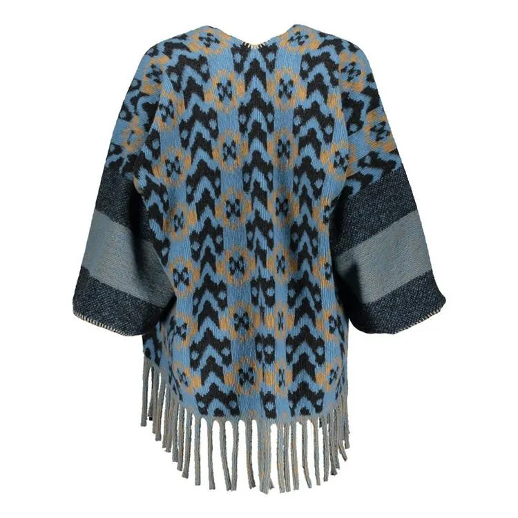 GEISHA, 4460220 PONCHO 950 ANTRACITE/BLUE