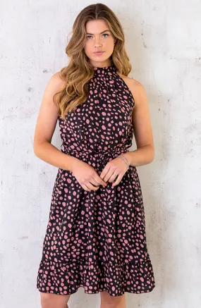 Halter Jurk Met Cheetahprint Koraal