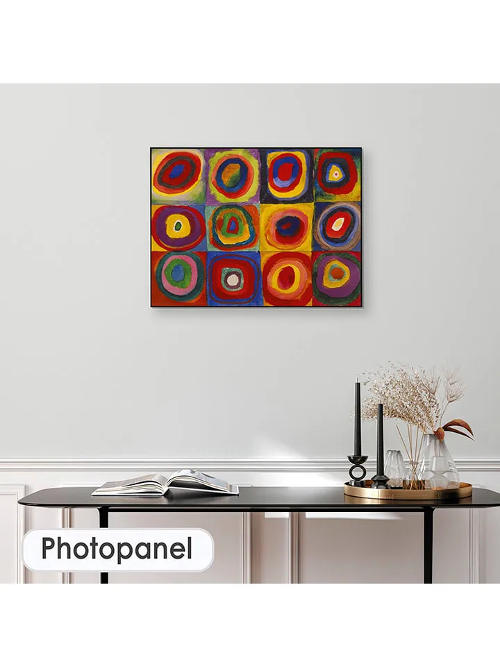 HOUTEN KUNSTDRUK "KANDINSKY  KLEURSTUDIE VIERKANTEN" MEERKLEURIG