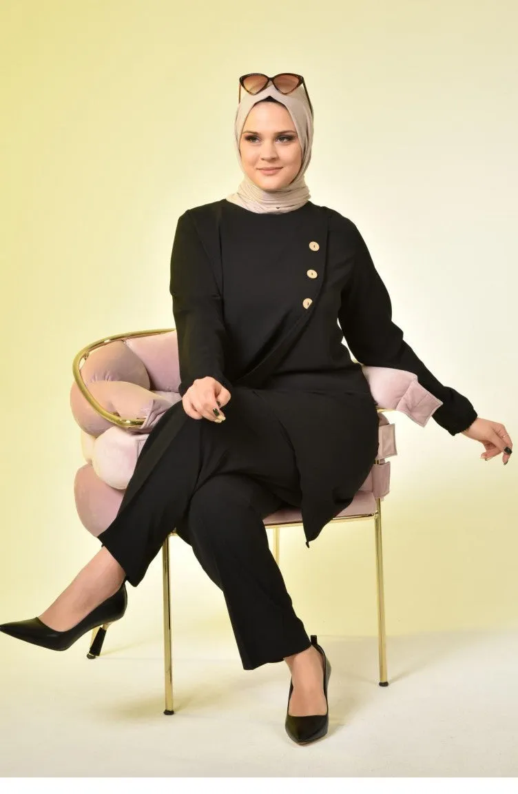LOUNGEWEAR COMBI 2DELIG BROEK EN TUNIEK | ZWART