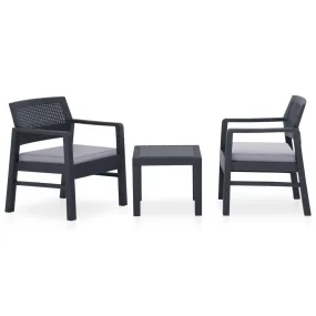 Medina 3-delige Loungeset met kussens kunststof grijs
