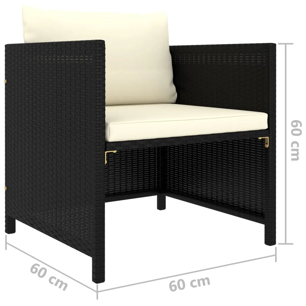 MEDINA 4DELIGE LOUNGESET MET KUSSENS POLY RATTAN ZWART