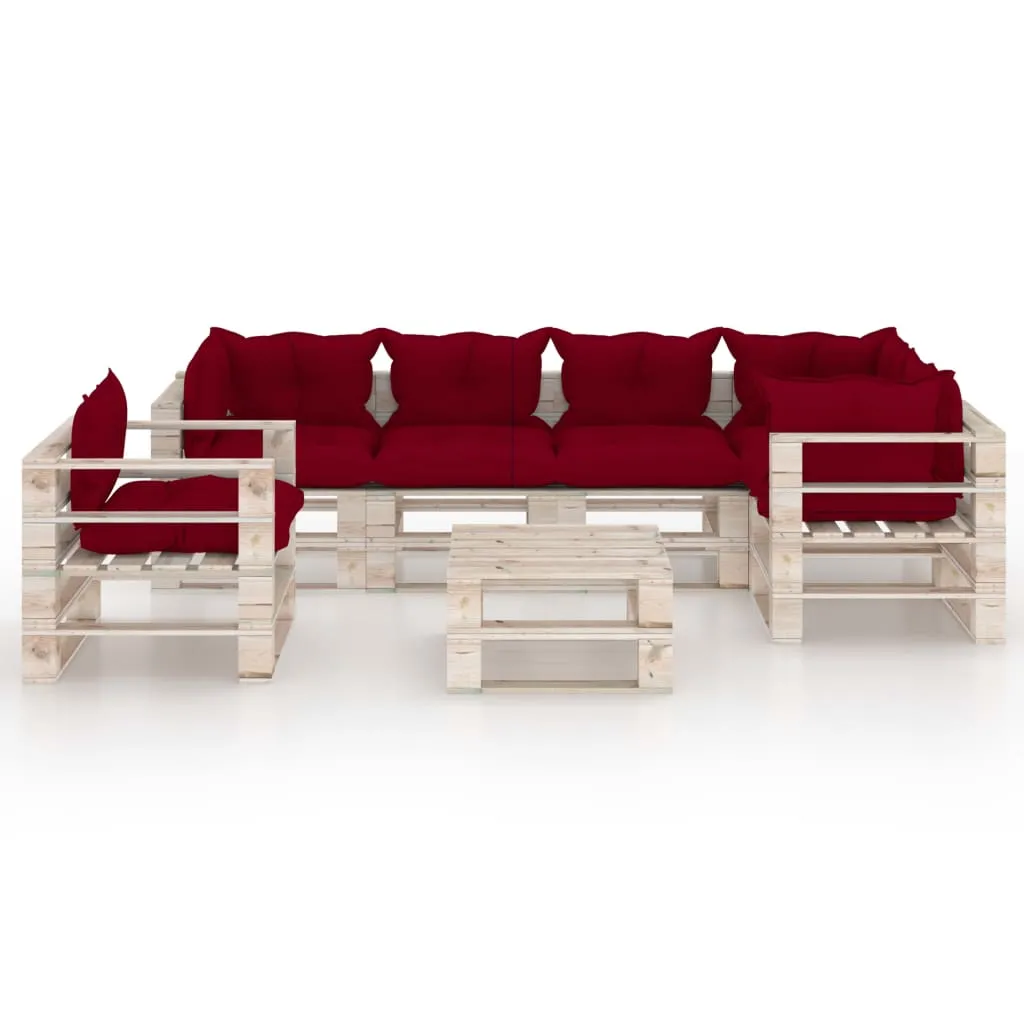 MEDINA 7DELIGE LOUNGESET MET KUSSENS PALLET GRENENHOUT