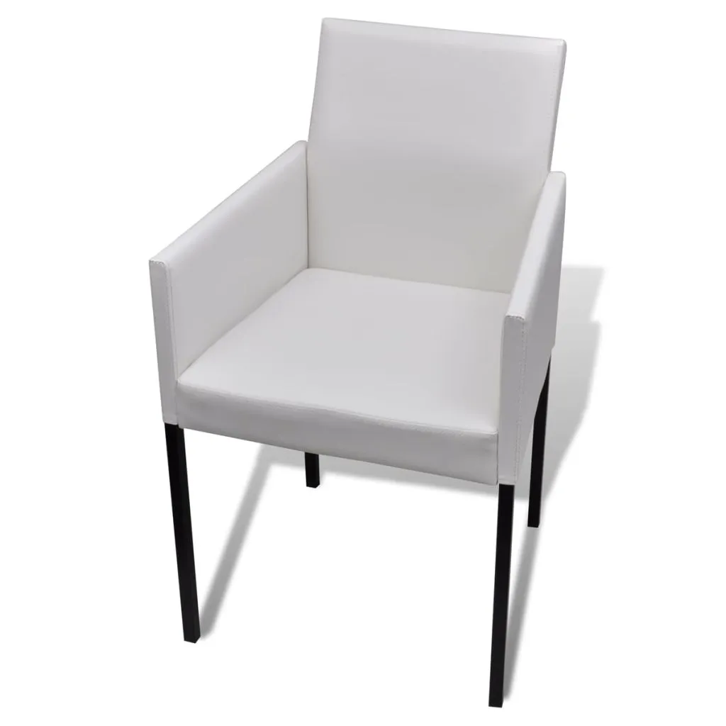 Medina Armstoelen 4 st kunstleer wit