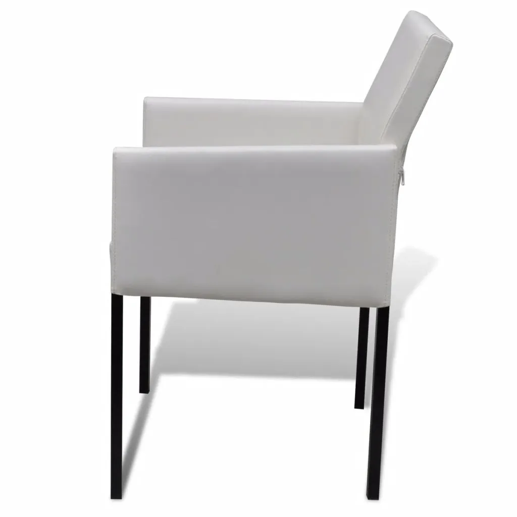 Medina Armstoelen 4 st kunstleer wit