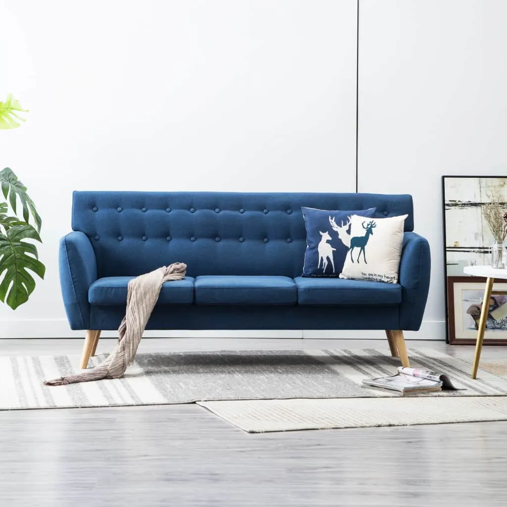 Medina Driezitsbank 172x70x82 cm stof blauw