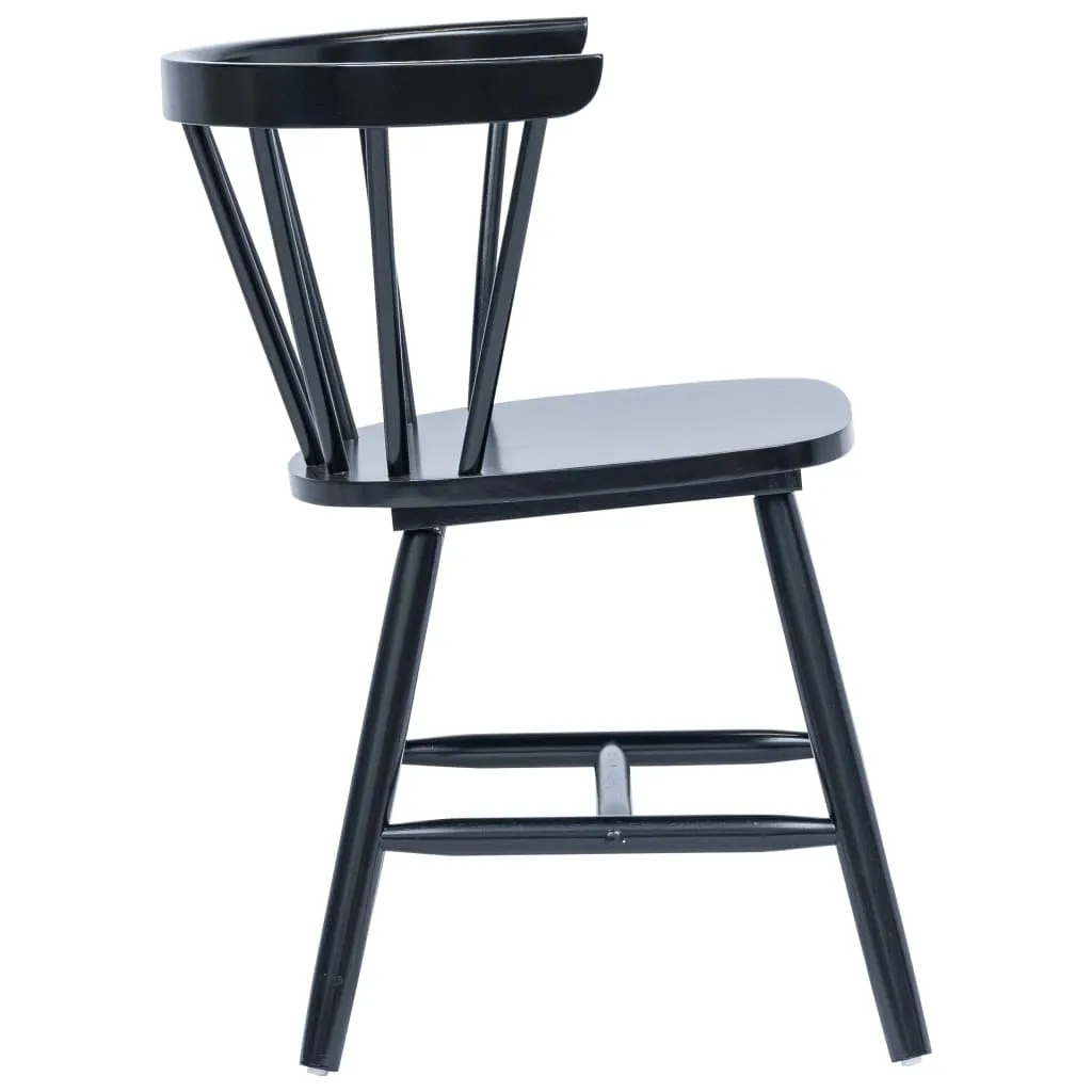 Medina Eetkamerstoelen 2 st massief rubberwood zwart