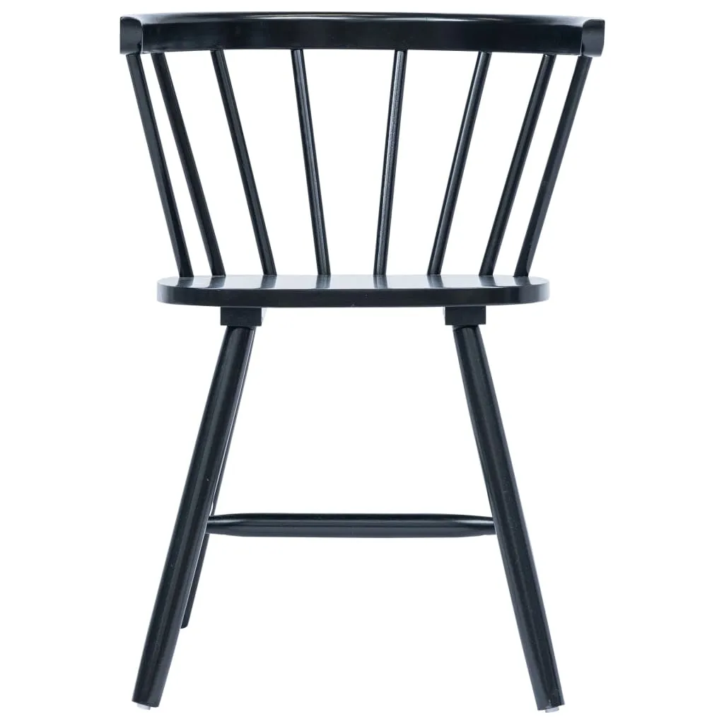 Medina Eetkamerstoelen 2 st massief rubberwood zwart