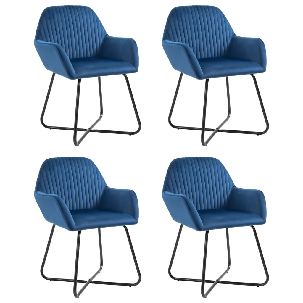 Medina Eetkamerstoelen 4 st fluweel blauw