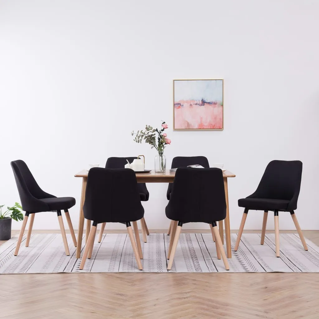 Medina Eetkamerstoelen 6 st stof zwart