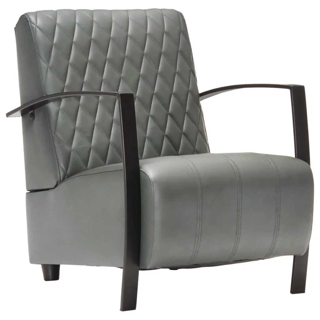 Medina Fauteuil echt leer grijs