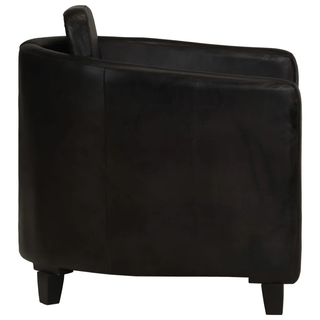 Medina Fauteuil echt leer zwart