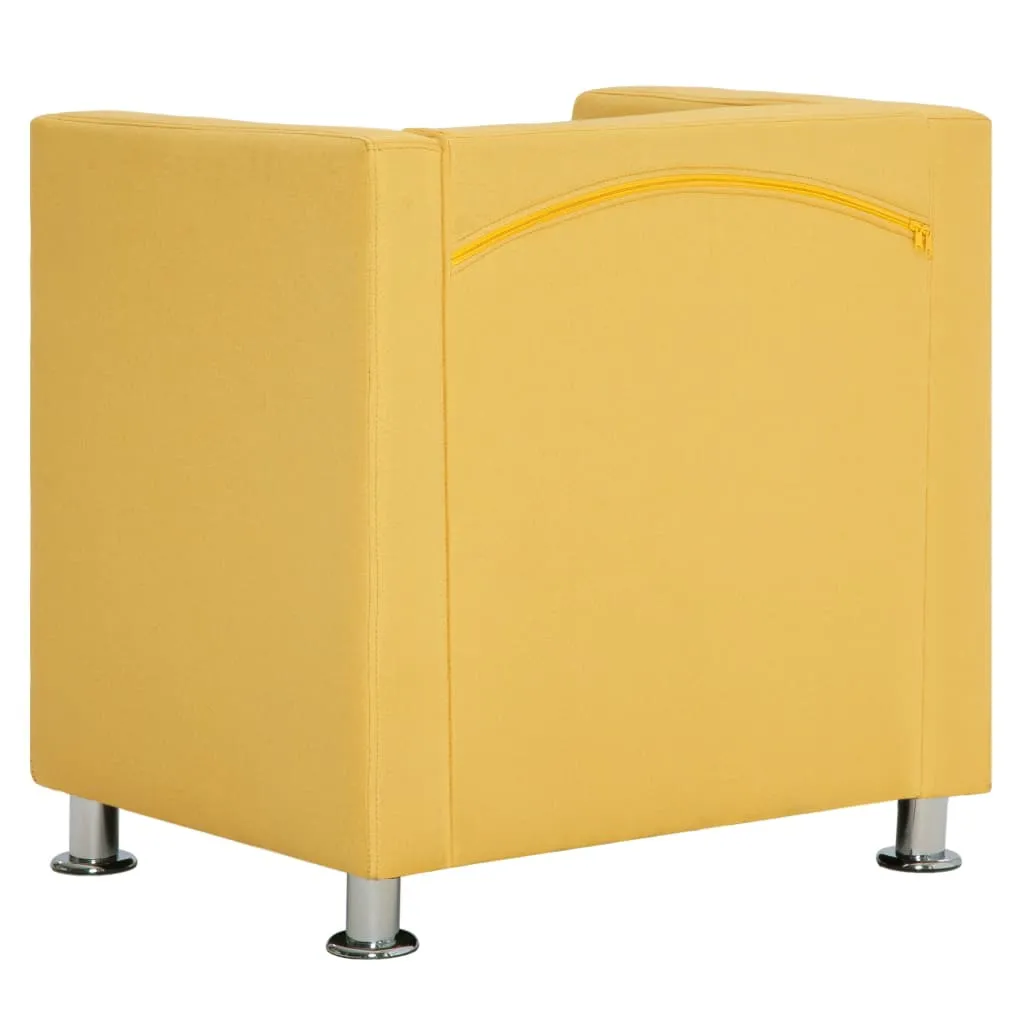 Medina Fauteuil kubus stof geel