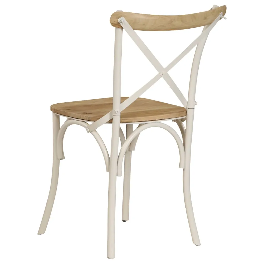 Medina Kruisstoelen 4 st massief mangohout wit