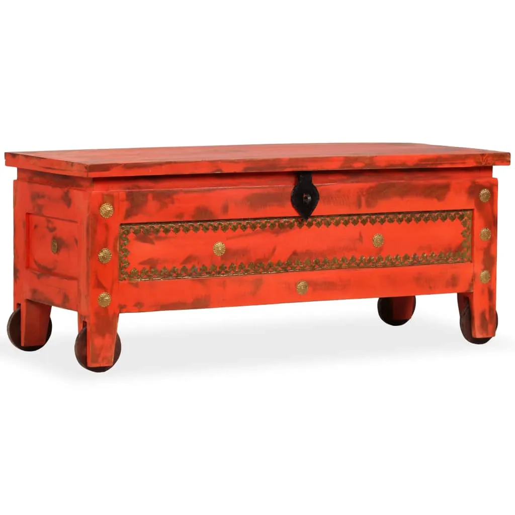 Medina Opbergkist 101x39x42 cm massief mangohout rood