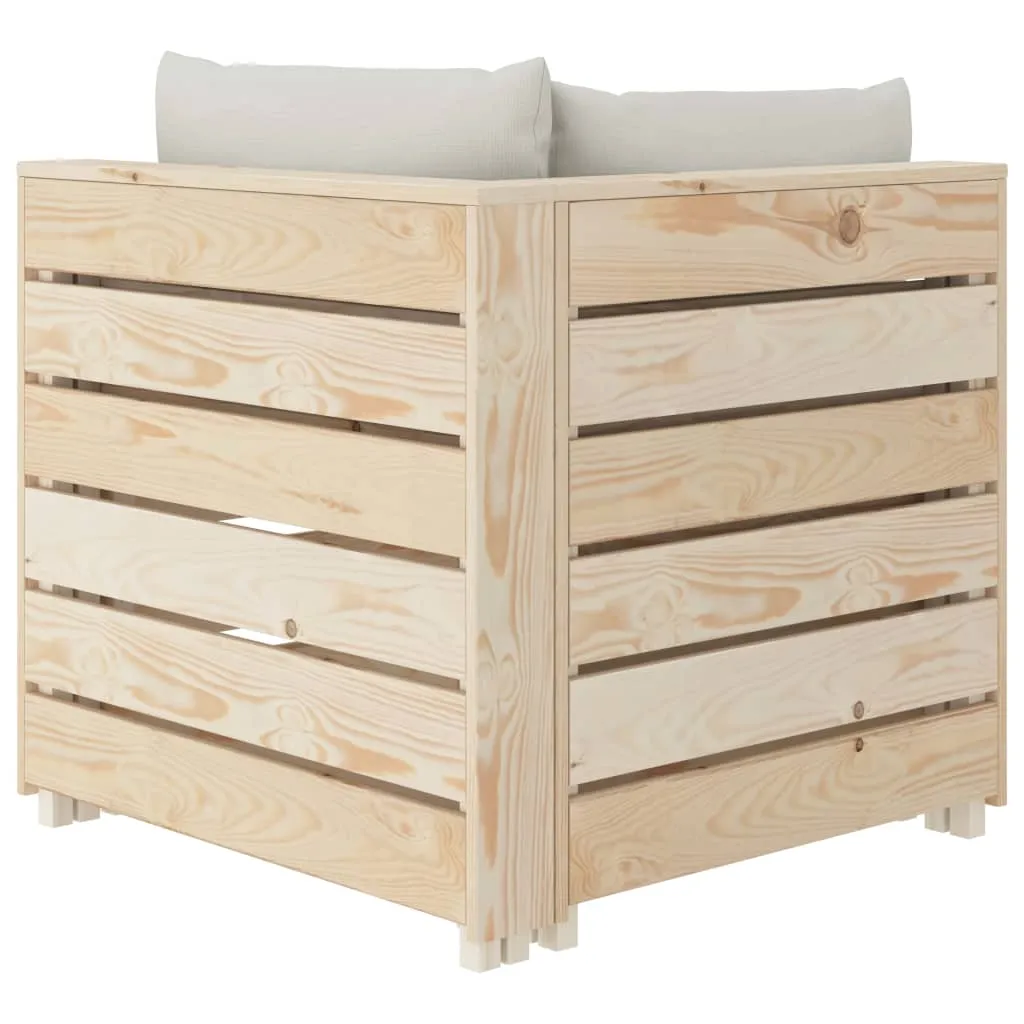 Medina Tuinhoekbank met beige kussens pallet hout