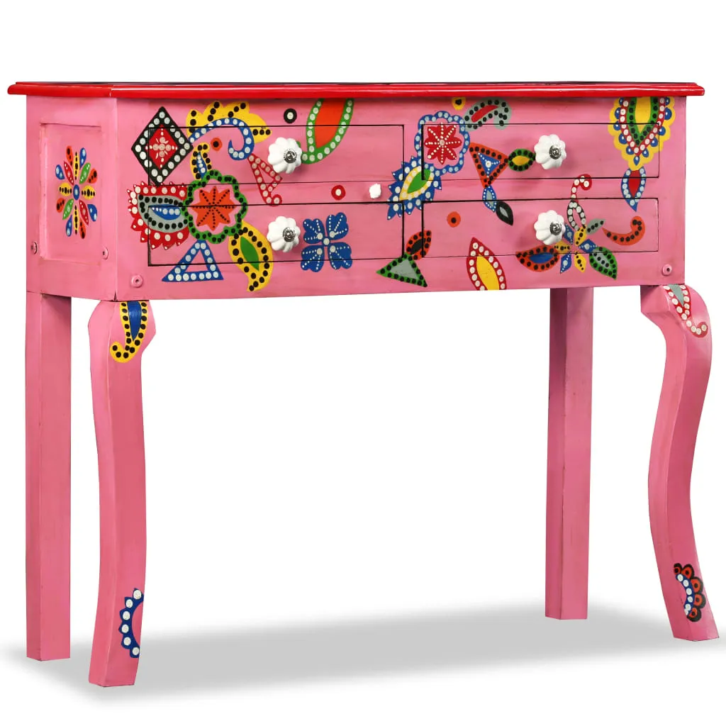 Medina Wandtafel handgeschilderd massief mangohout roze