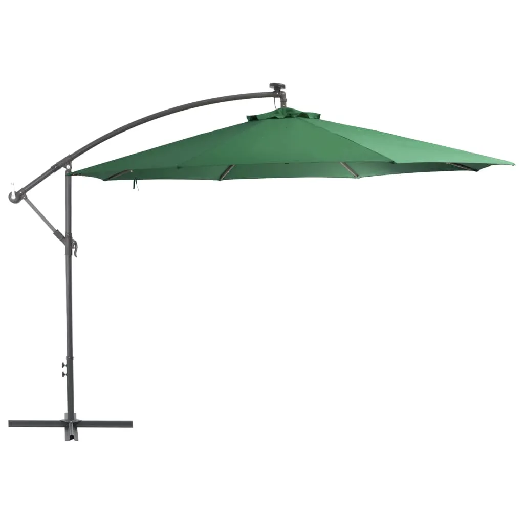 MEDINA ZWEEFPARASOL MET LEDVERLICHTING EN METALEN PAAL 350 CM GROEN