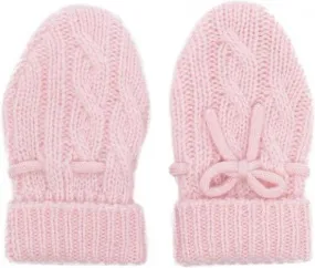 N.PEAL KIDS Kabelgebreide wanten Roze