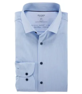 Olymp 2060 34 11 body fit strijkvrij overhemd blauw wit streepje