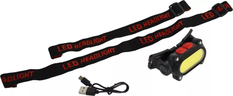 OPLAADBARE HOOFDLAMP  LEDLAMP  4 FUNCTIES  8 LEDS  BOUWLAMP