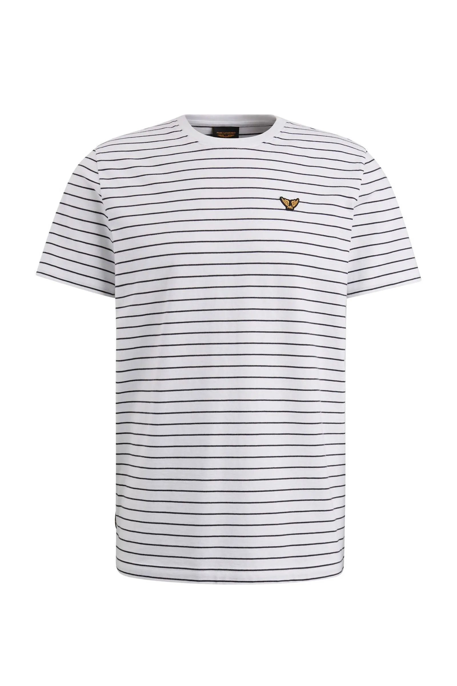 PME LEGEND HEREN POLO'S & TSHIRTS SHORT SLEEVE RNECK YARN DYED STRIPE JERSEY ECRU