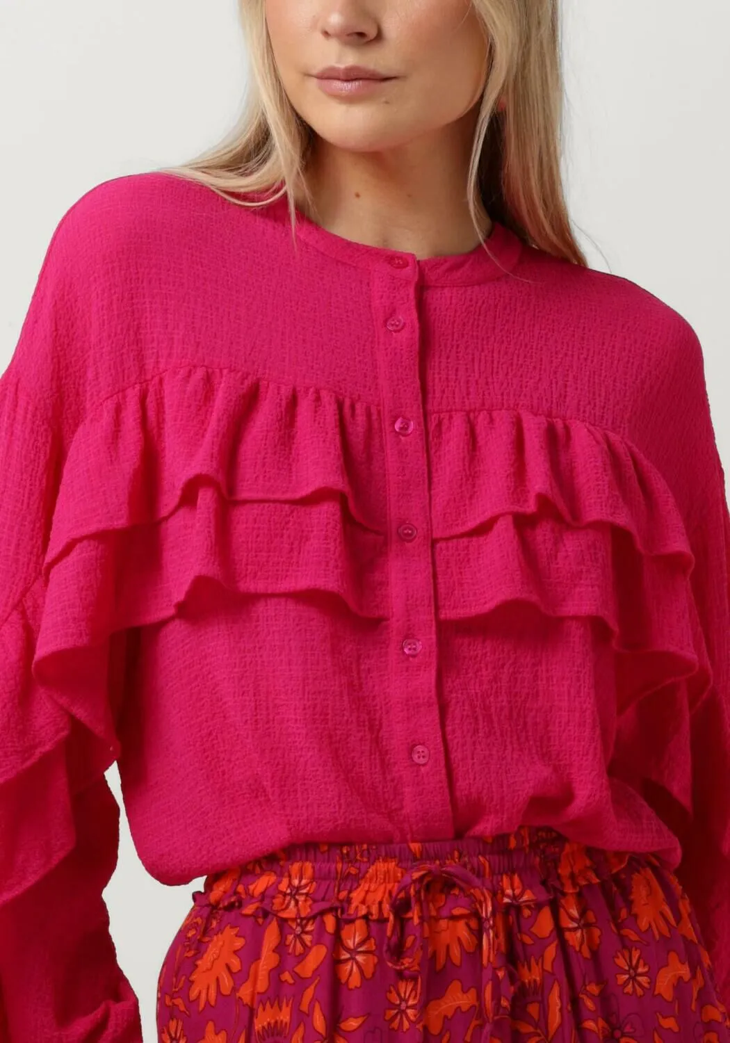 roze alix the label blouse ladies woven structured chiffon ruffle blouse