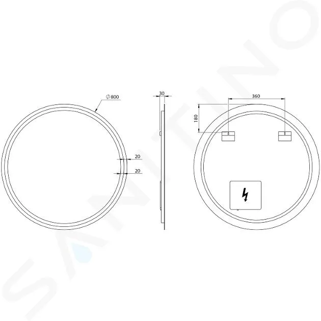SAPHO NYX  SPIEGEL MET LEDVERLICHTING, DIAMETER 80 CM NY800