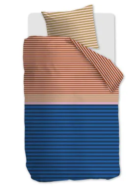 Satijnen beddengoedset "Kingfisher" blauw/rood