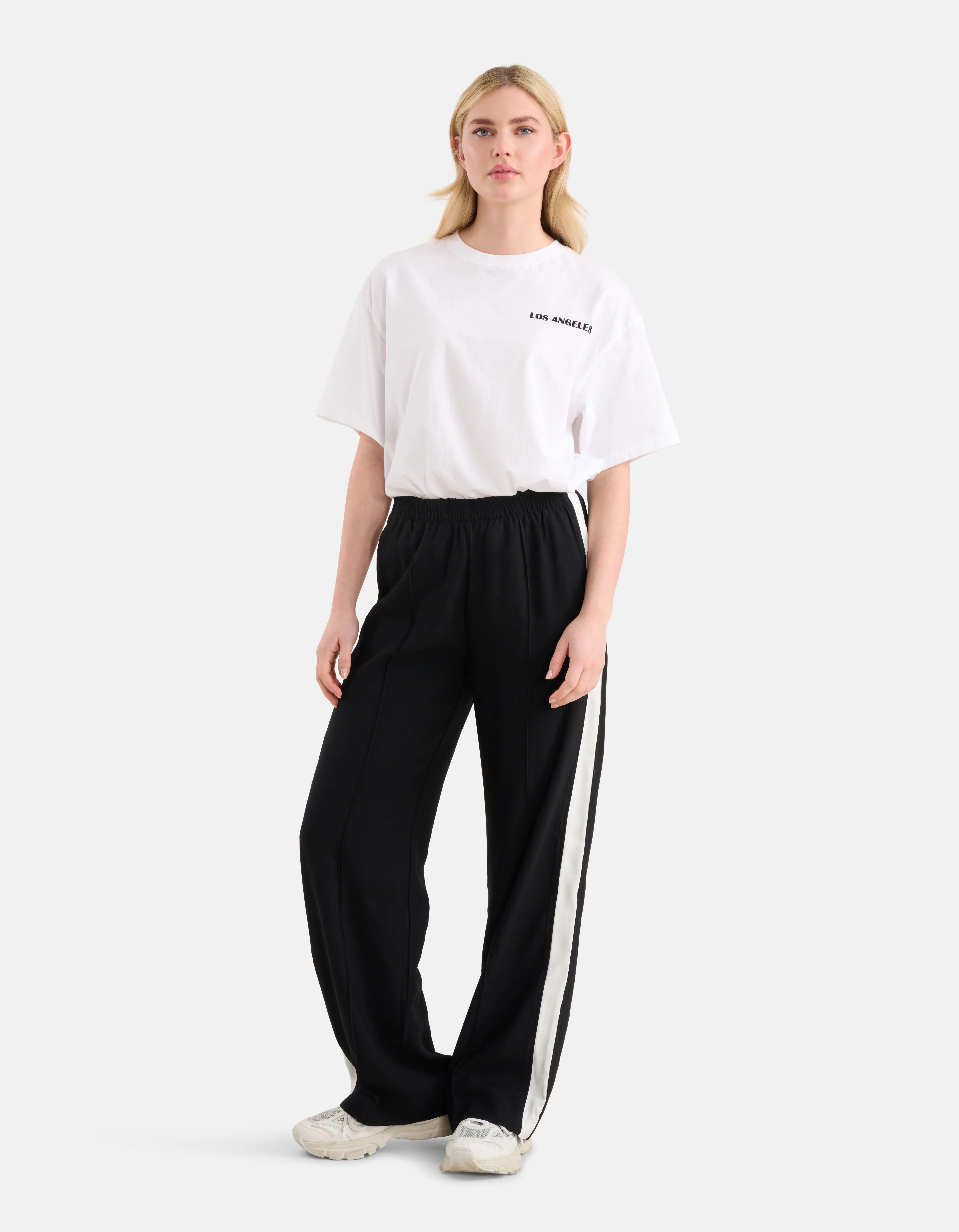 Sporty Wide Leg Broek Zwart
