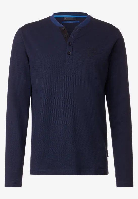 STREET ONE MEN HENLEYSHIRT MET PRINT OP DE BORST