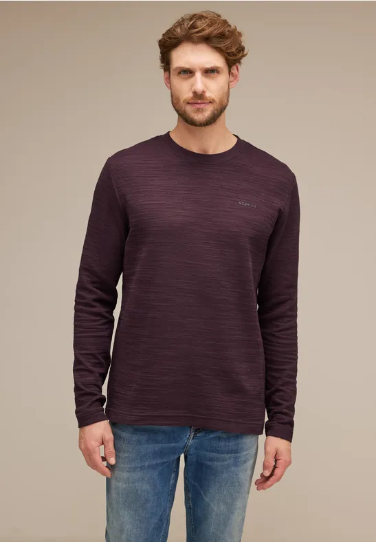 Street One MEN Shirt met lange mouwen van effectgaren in winterse stijl