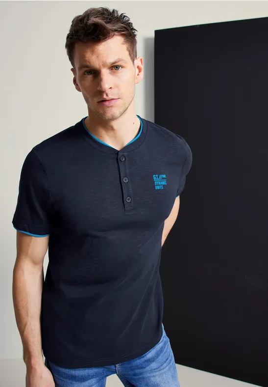 Street One MEN T-shirt met henley-hals