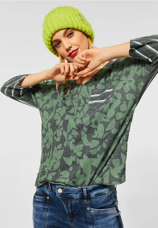 Street One Printmix shirt met zakken