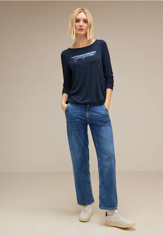 Street One Shirt met lange mouwen en wording