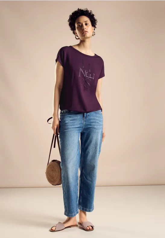 STREET ONE TSHIRT MET GLITTERWORDING