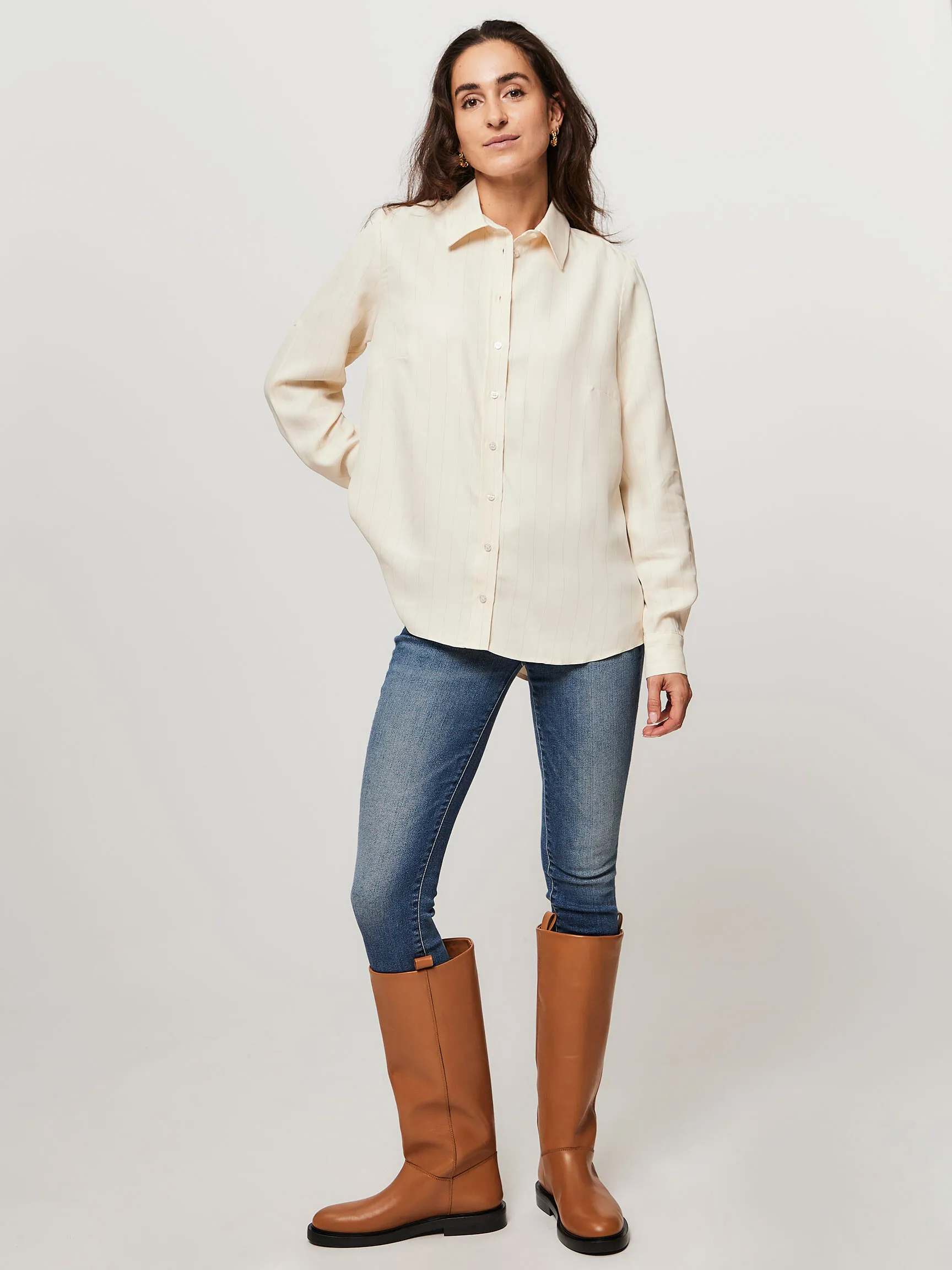 Studio Anneloes Bobby, viscose blouse met krijtstreep