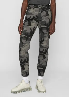 Urban Classics Dames Cargo Broek Hoge Taille met 6 Zakken donker camouflage d. grijs
