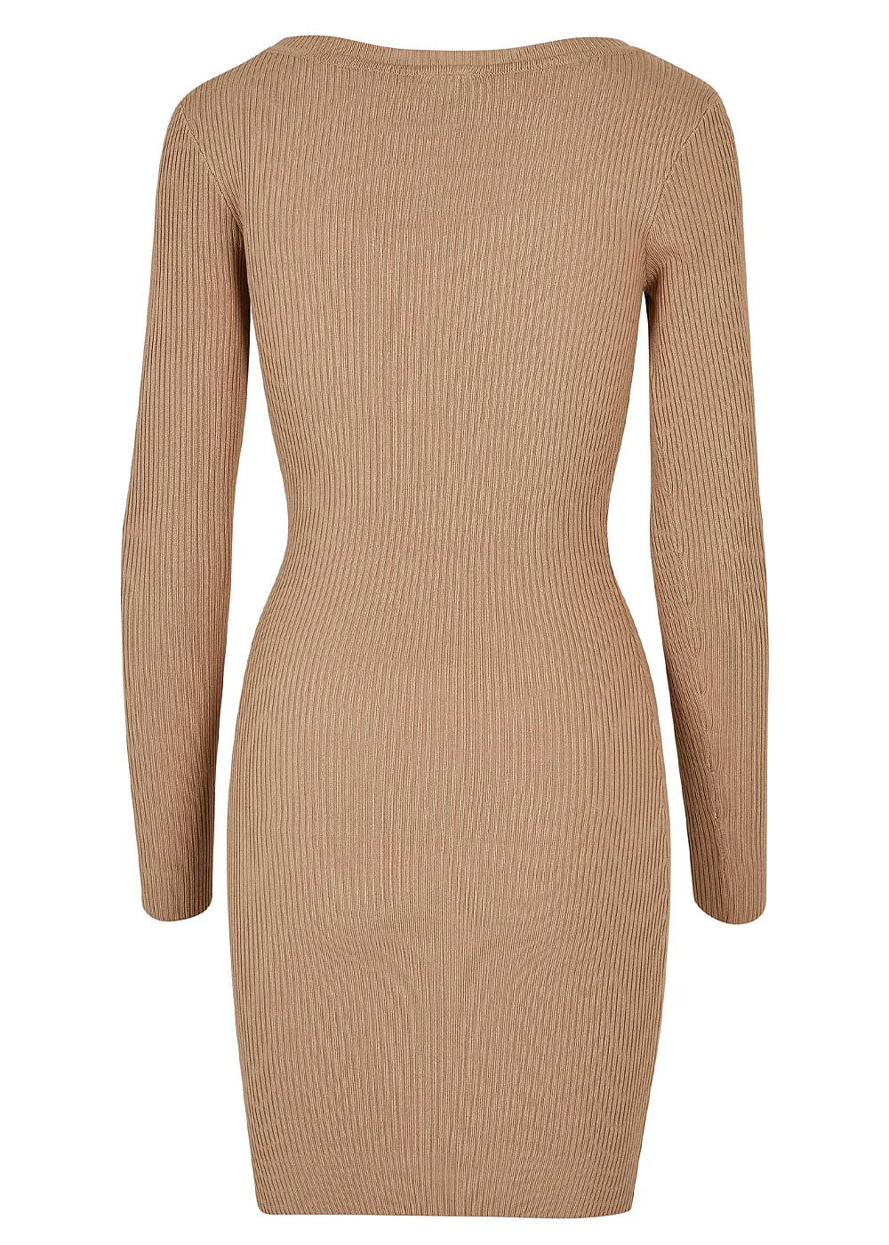 Urban Classics Dames Jurk met Lange Mouwen en Cut Out Uitsnede beige