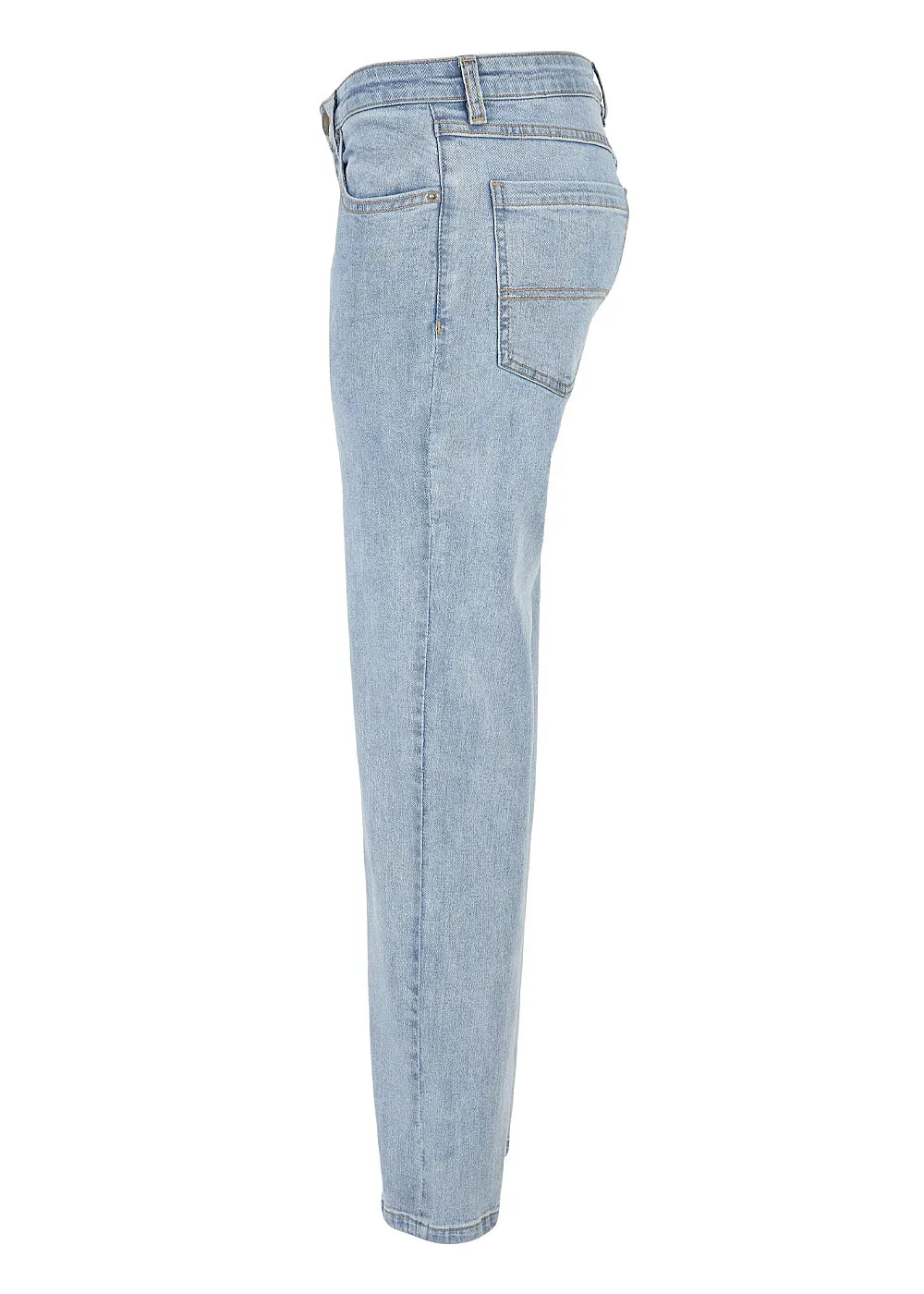 Urban Classics Dames Low Waist Jeans met 5 Pockets in Washed Design lichtblauw