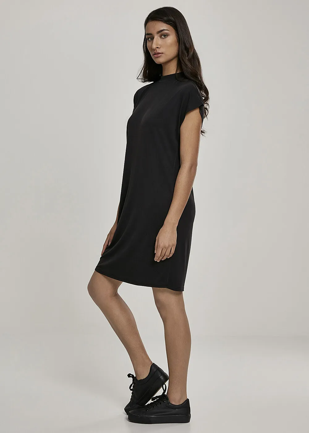 Urban Classics Dames Modal Jurk met Ronde Hals zwart