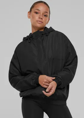 Urban Classics Dames Oversized Pullover Jas met Capuchon en Kangarootas zwart