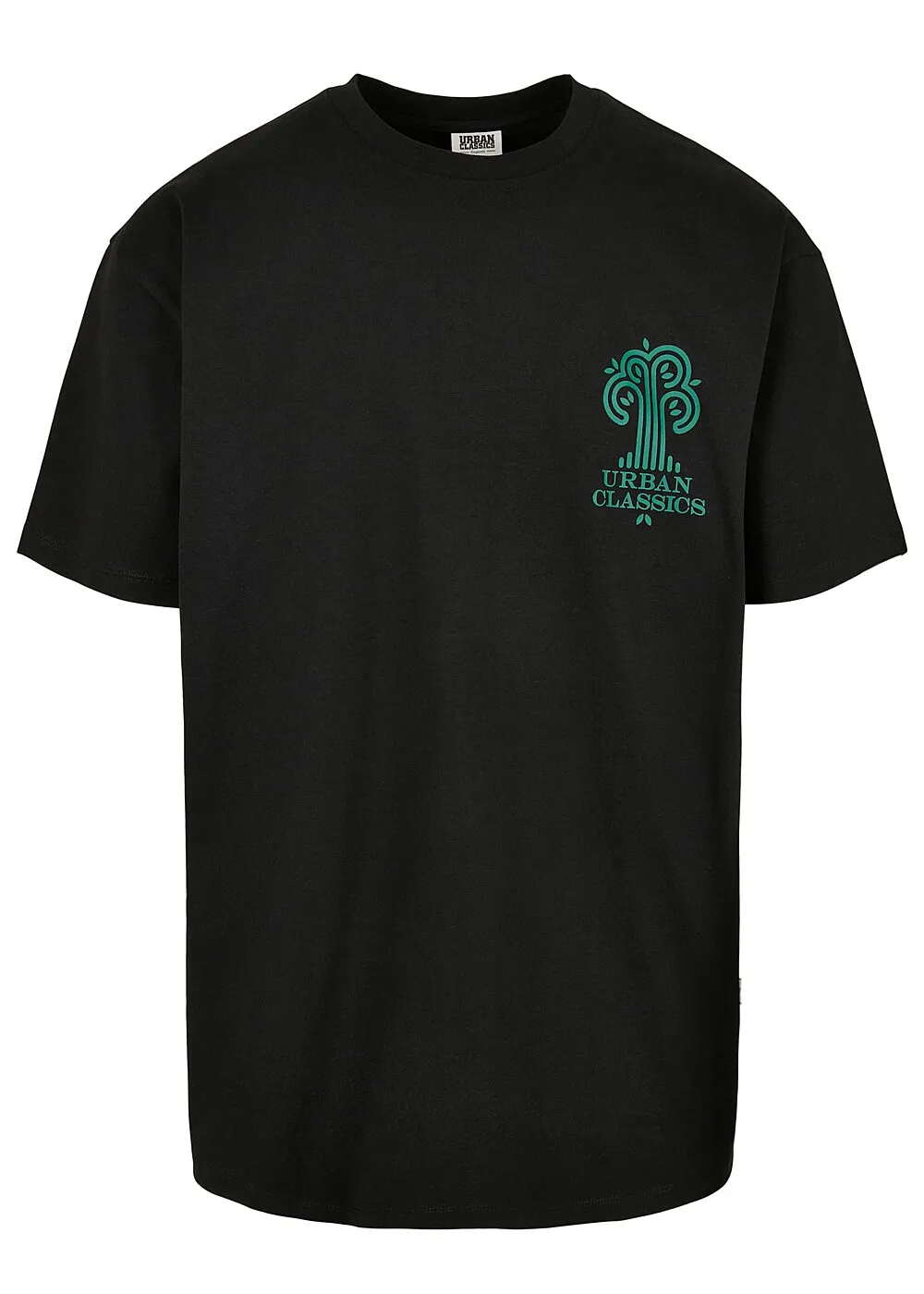 URBAN CLASSICS HEREN ORGANIC TSHIRT MET RONDE HALS EN PRINT ZWART GROEN