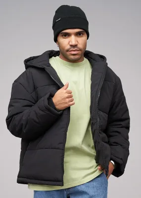 Urban Classics Herren Jacke Steppjacke mit Kapuze und Zipper 2-Pockets schwarz