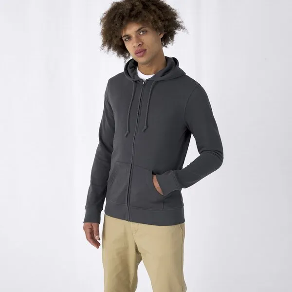 VEST UNISEX MET CAPUCHON EN RITS  ORGANIC COTTON