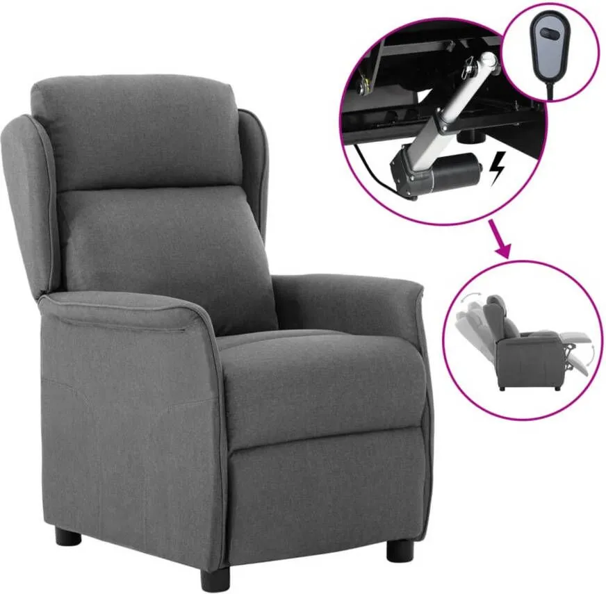 VidaXL Fauteuil Verstelbaar Elektrisch Stof Lichtgrijs